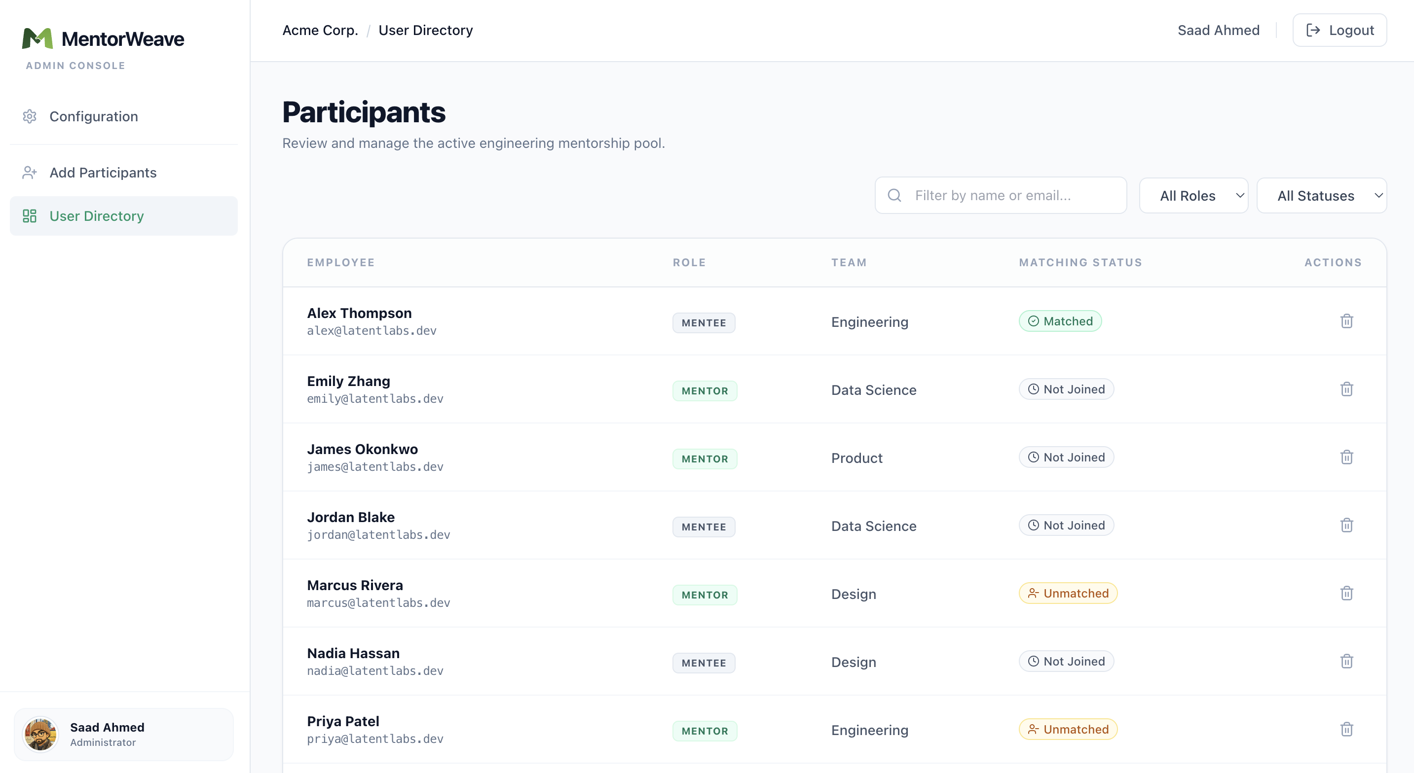 MentorWeave Participant Directory