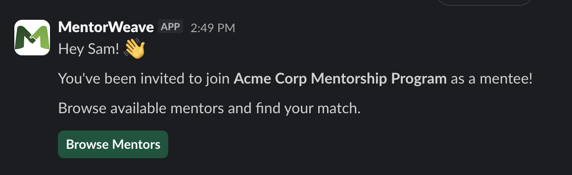 Mentee Slack Invite